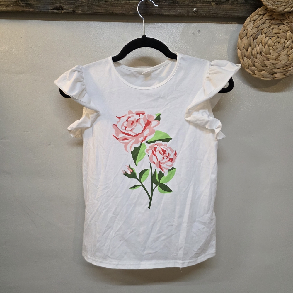 SHEIN White Top with Pink Floral Accents